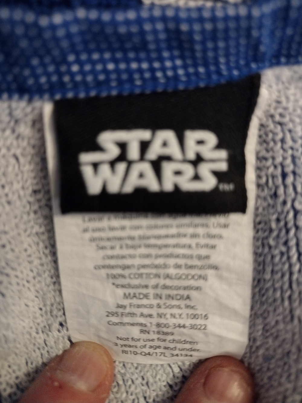 Star Wars Blue, White & Silver R2-D2 Kids Hooded Poncho - Picture 3 of 11